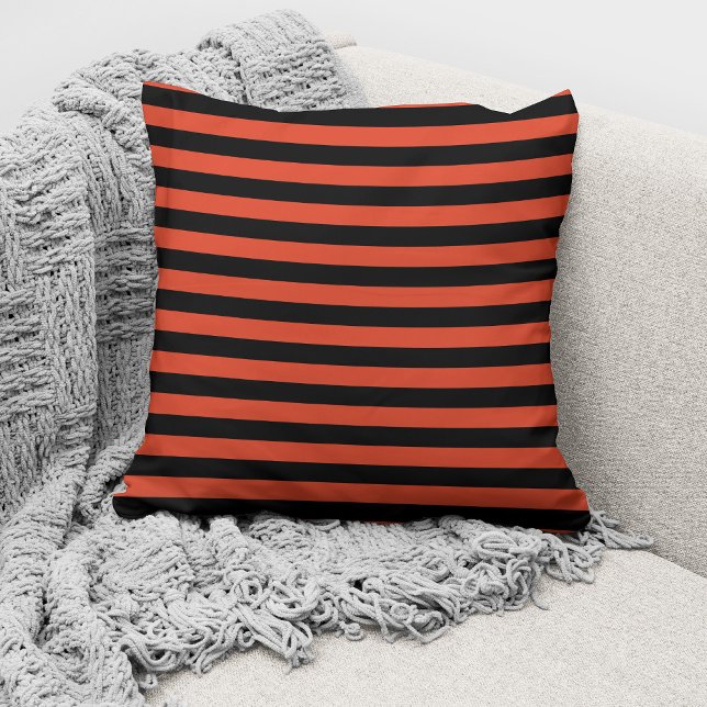 Coussin Motif rayures noires orange moderne (Créateur téléchargé)