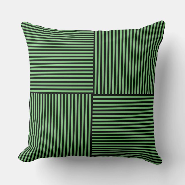 Coussin Motif rayures vert noir (Recto)