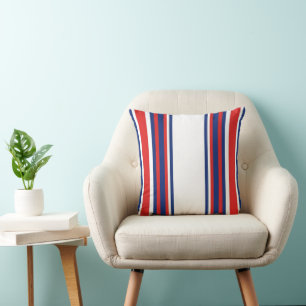 Coussin Motif rayures verticales rouge blanc bleu patrioti