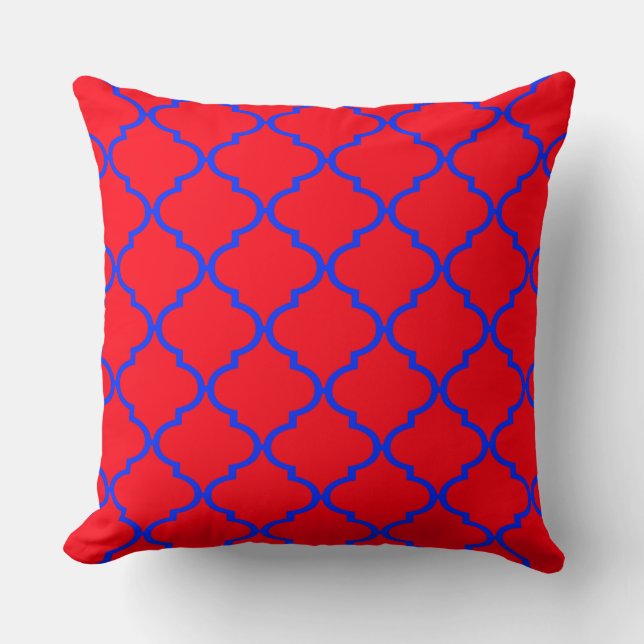 Coussin Motif Red Blue Marocain (Recto)