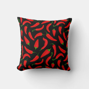 Coussin Motif Red Chili Pepper sur Black Fun