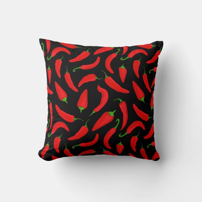 Coussin Motif Red Chili Pepper sur Black Fun (Recto)