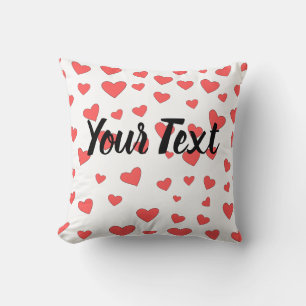Coussin Motif Red Hearts avec nom personnalisé