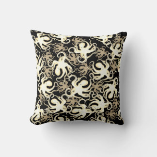 Coussin Motif Répétant Noir Et Sepia | Motif de pieuvre
