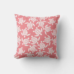 Coussin Motif Répété Blanc Et Rose Motif Tortue De Mer