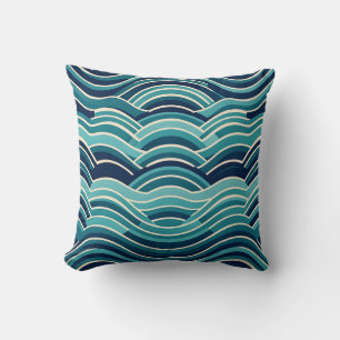 Coussin Motif Répétitif de Vagues Océaniques Géométriques 