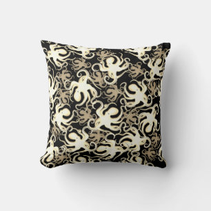 Coussin Motif Répétitif Noir Et Sépia   Motif de Pieuvre