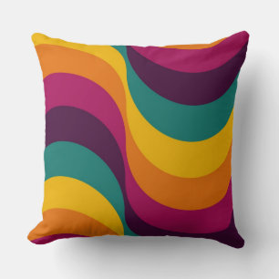 Coussin Motif Rétro Cinquante Purple Jaune Orange Bleu