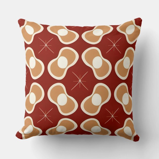 Coussin Motif Rétro dans des Tons Terreux avec Abstraction (Recto)
