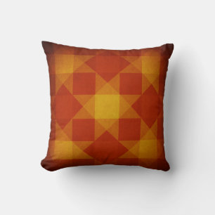 Coussin Motif rétro en diamant rouge et jaune