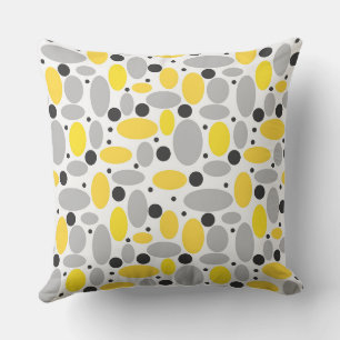 Coussin motif rétro haricot gris jaune pour décoration à d