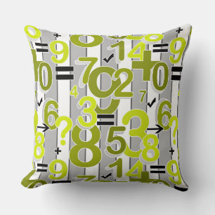 Coussin Motif rétro lumineux de calcul arithmétique coloré