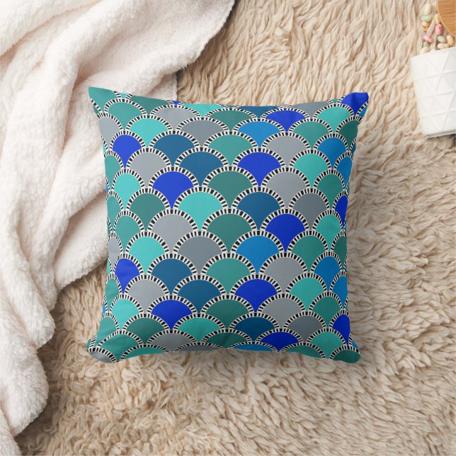 Coussin Motif Retro Turquoise bleu Turquoise Gris (Couverture)