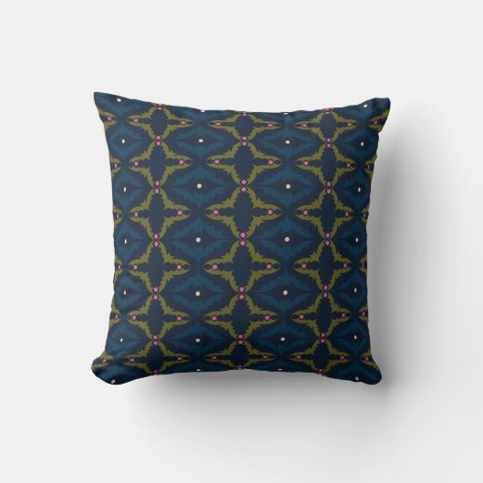 Coussin Motif Rétro Vintage Deep Blue (Recto)