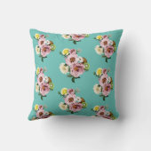 Coussin Motif romantique de kiwi, citron et pivoine (Verso)