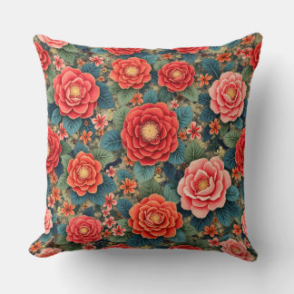 Coussin motif rose