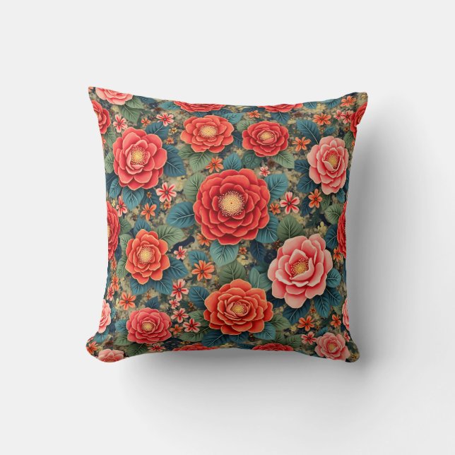 Coussin motif rose (Recto)