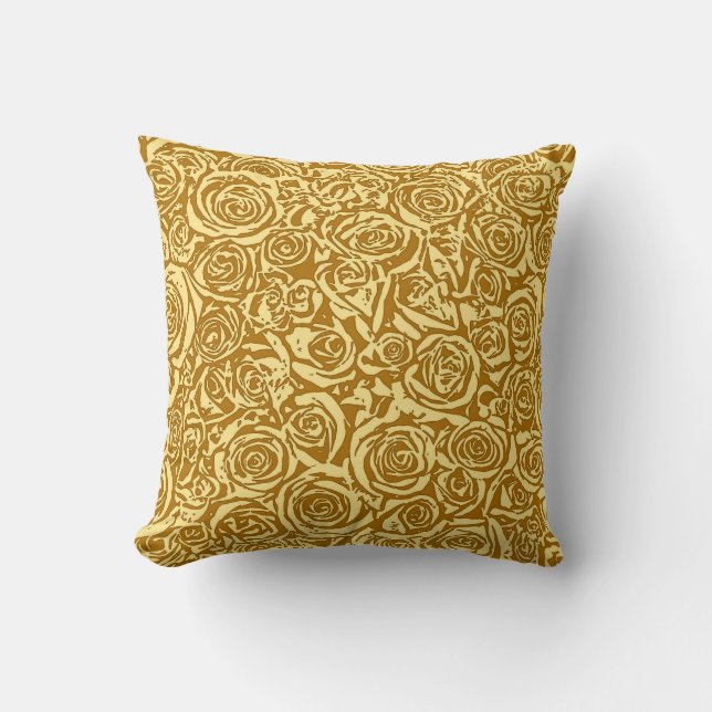 Coussin Motif Rose Abstrait moderne, Jaune de moutarde (Recto)