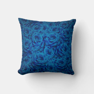 Coussin Motif Rose bleu