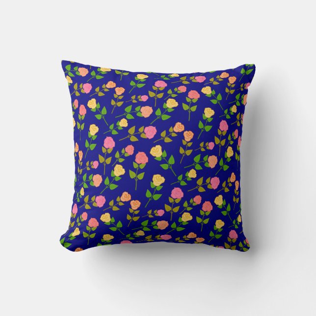 Coussin Motif Rose Bleue Jolie (Recto)