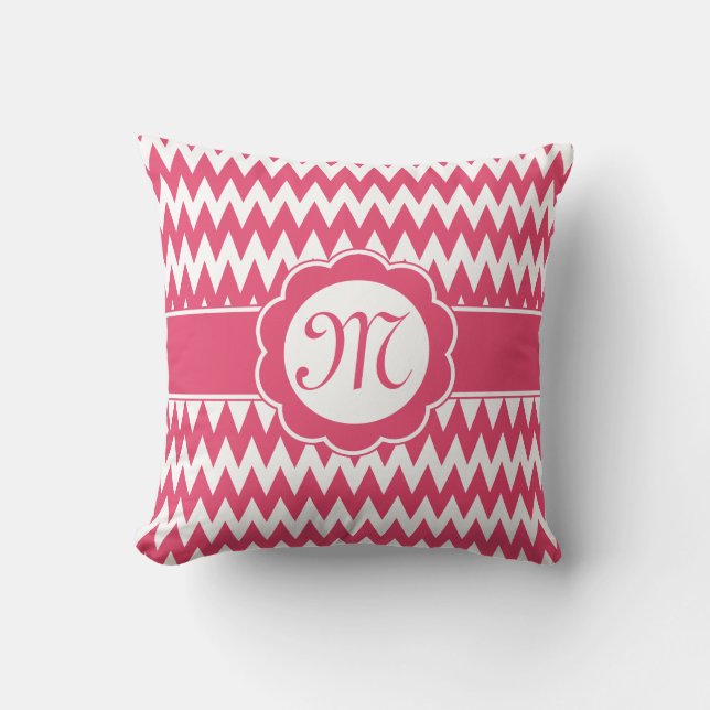 Coussin Motif rose Chevron & Fleur Monogram (Recto)
