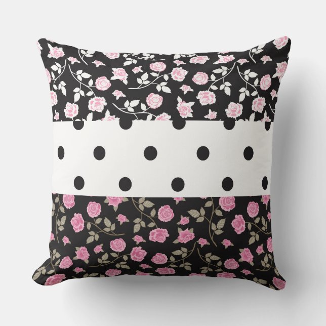 Coussin Motif rose "Coussin décoratif réversible (Recto)