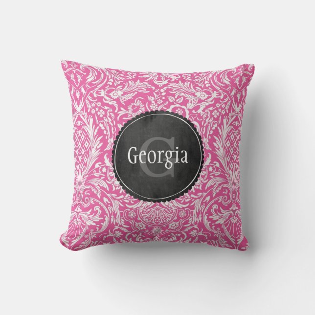 Coussin Motif rose de damassé avec le monogramme de (Recto)