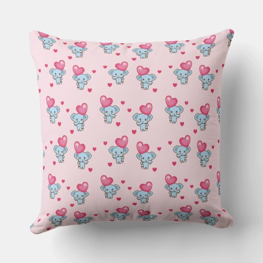 Coussin Motif rose éléphant mignon (Verso)