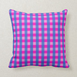 Coussin Motif rose et bleu En vichy choquant