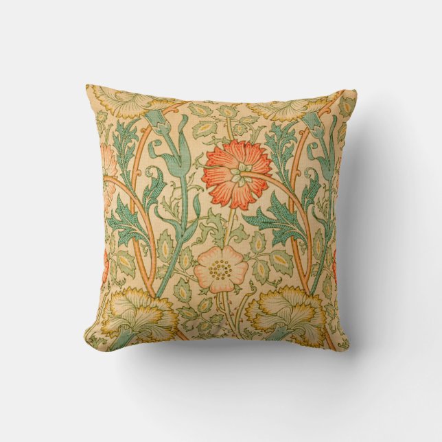 Coussin Motif rose et Rose (par William Morris) (Recto)