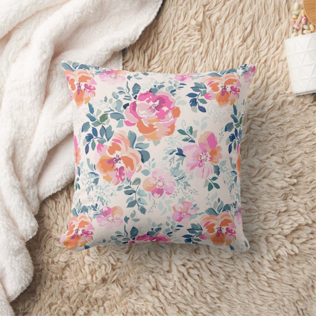 Coussin Motif rose et Turquoise (Couverture)