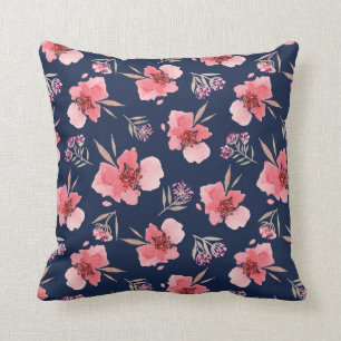 Coussin Motif rose foncé d'aquarelle