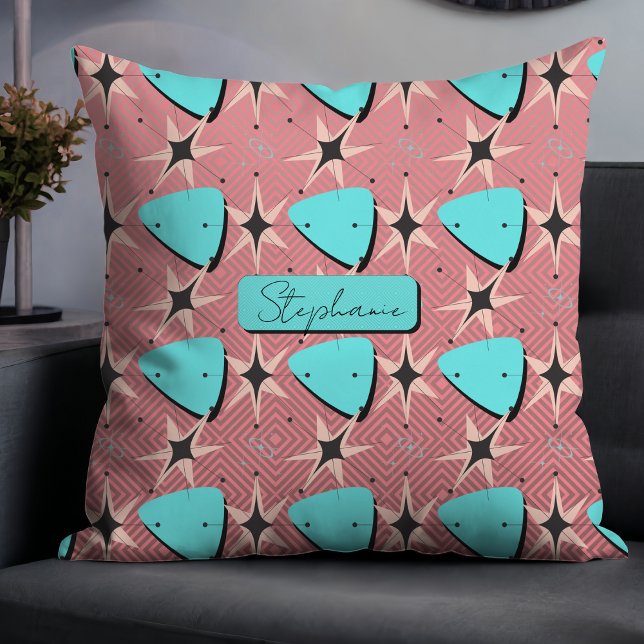 Coussin Motif rose moderne du milieu du siècle (Créateur téléchargé)