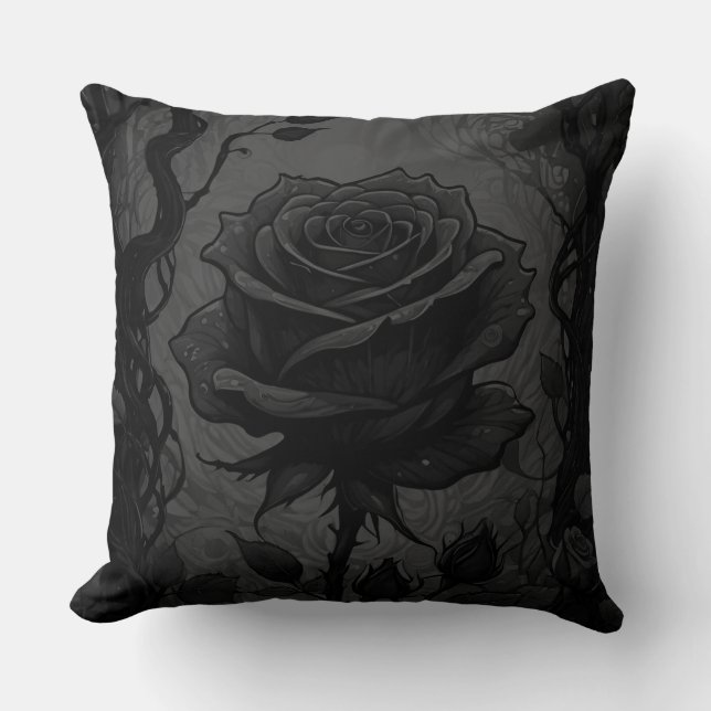 Coussin Motif Rose noir (Recto)