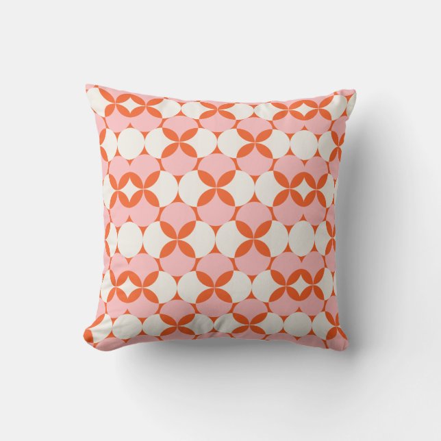 Coussin Motif rose orange vibrant et ludique (Recto)