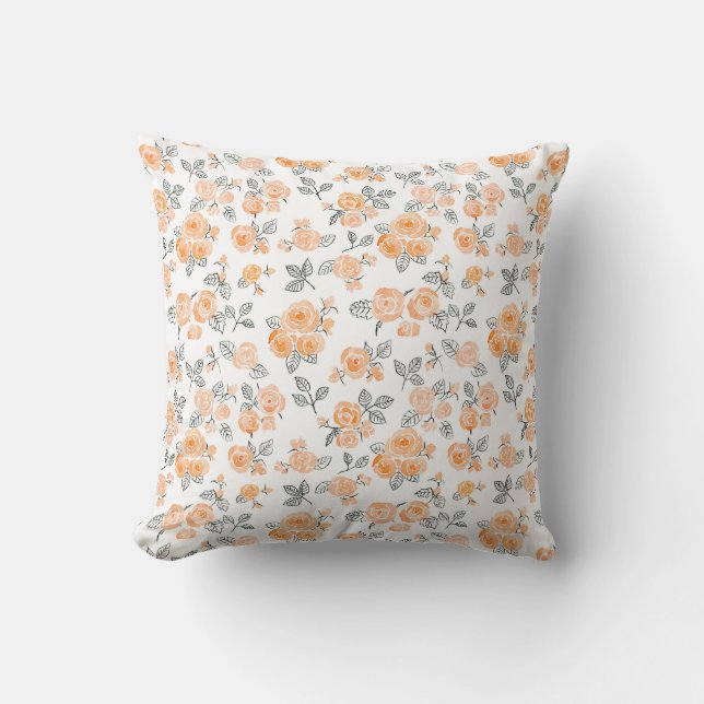Coussin Motif rose Peach (Recto)