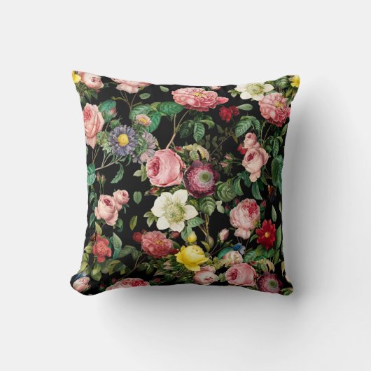 Coussin Motif rose rose et rouge (Recto)