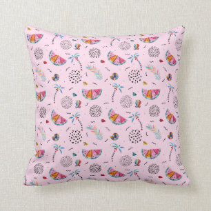 Coussin Motif rose tropical de style de Memphis