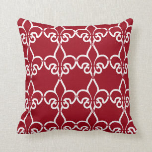 Coussin Motif rouge de White Fleur de Lis Chain
