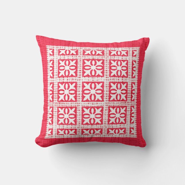 Coussin Motif rouge et blanc Burlap Texture Holiday (Recto)
