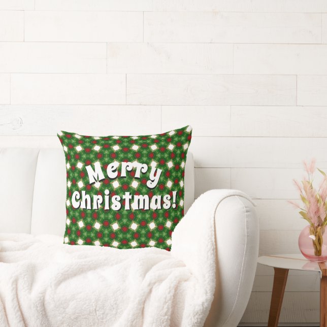 Coussin Motif rouge et vert Joyeux Noël (Canapé)