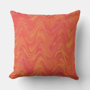 Coussin Motif rouge orange marbling