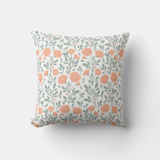 Coussin Motif rustique avec fleurs roses (Recto)