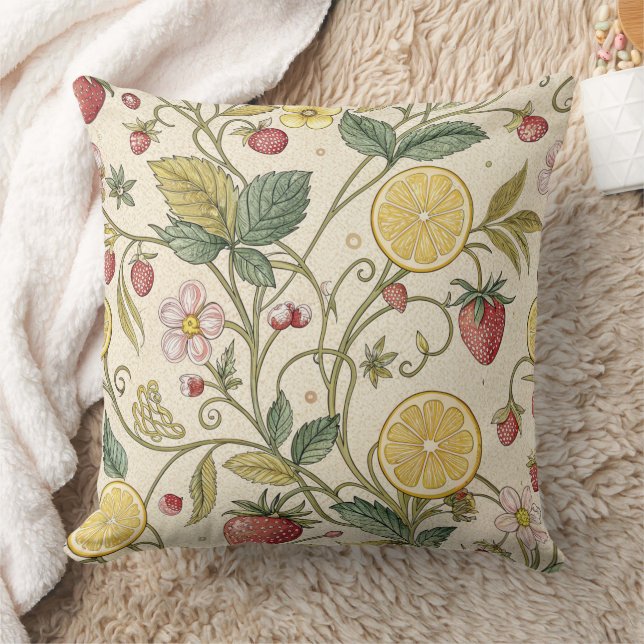 Coussin Motif rustique de fraise et d'agrumes (3) (Couverture)