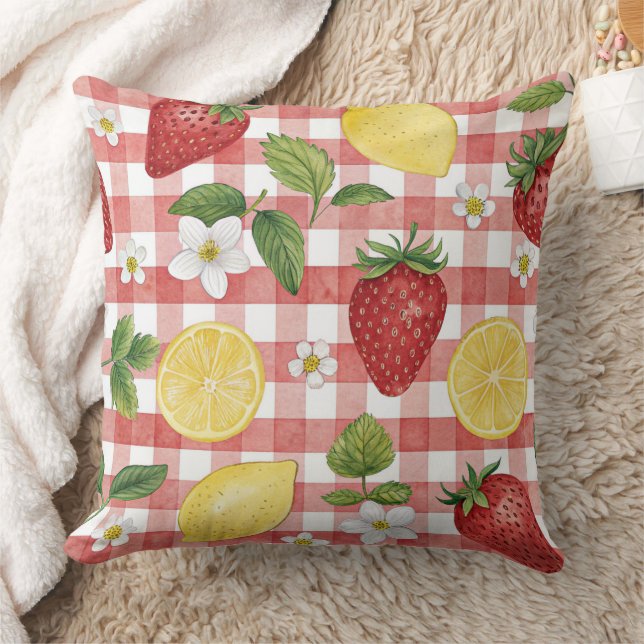 Coussin Motif rustique de fraise et d'agrumes (6) (Couverture)