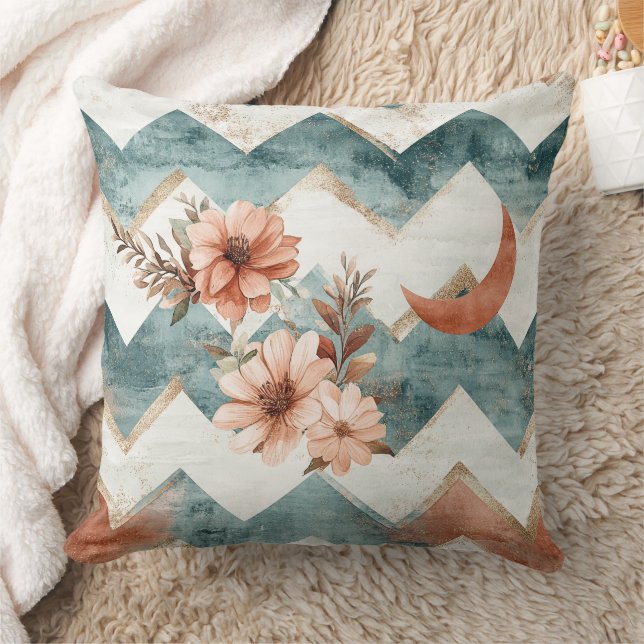 Coussin Motif rustique floral chevron Lune (Couverture)