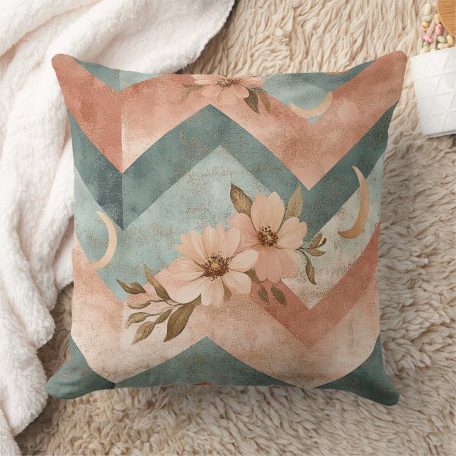 Coussin Motif rustique floral chevron Lune (10) (Couverture)