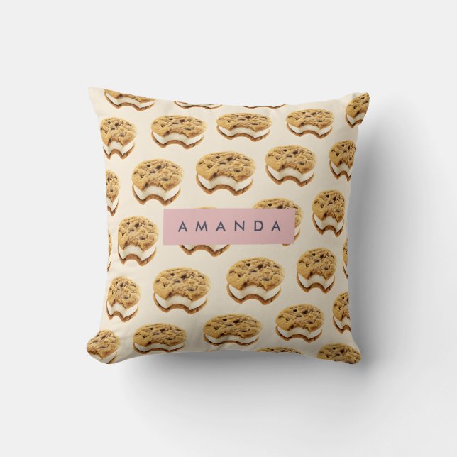 Coussin Motif sandwich à la crème glacée de biscuits perso (Recto)
