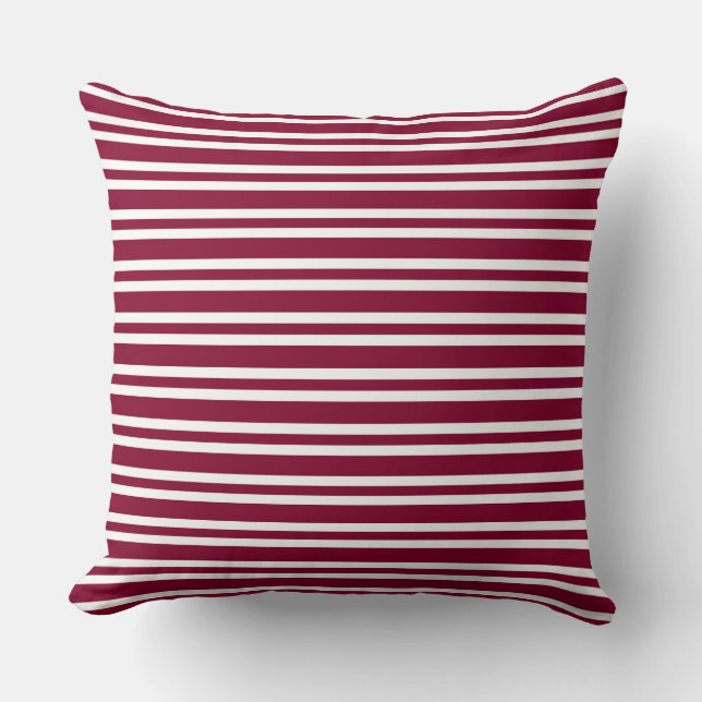 Coussin Motif sans couture à rayures blanches et bordeaux (Recto)