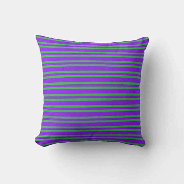 Coussin Motif sans couture à rayures vertes violettes (Recto)